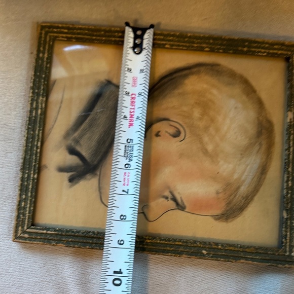 Vintage Framed Portrait with Black and Tan Tones - Picture 6 of 10